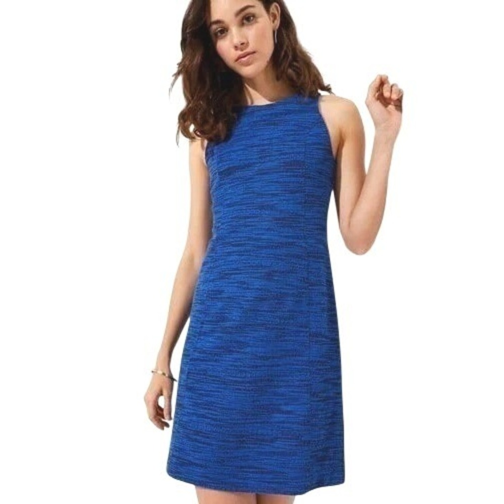 NWT LOFT Cobalt Blue Textured Sleeveless Shift Dress Workwear Classic | Size 0